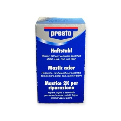 Presto Haftstahl  Kaltmetallkleber Metallkleber Flüssigmetall Knetstahl 125g