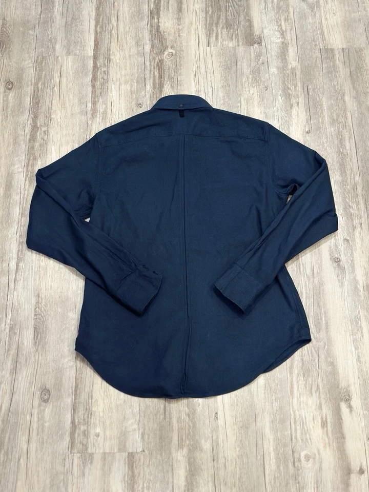 Rag & Bone Tomlin Slim Fit 2 Button Down Cotton Blend Flannel Blue Mens Sz Small - Image 2 of 4