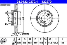 Bremssatz (2 Bremsscheiben) ATE 24.0122-0270.1 RENAULT CLIO 1.5 dCi 90