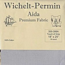 Wichelt Permin Premium AIDA Cross Stitch Fabric 16 Count Touch of Grey 18" x 25"