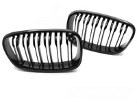 Sport KüHlergrill Nieren Doppelsteg FüR BMW 1Er F20 F21 2011-2014 Schwarz Glanz