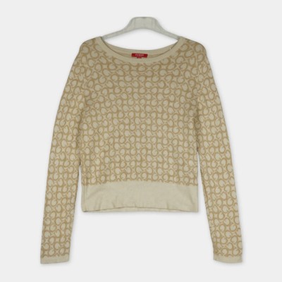 Guess Pullover Damen Gr. S Beige Sweatshirt mit Grafikmuster Casual
