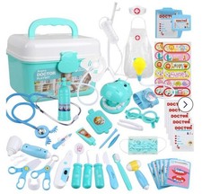 46Pcs Medical Toy Kids Doctor Pretend Play Kit, Pretend Play Set with Blue