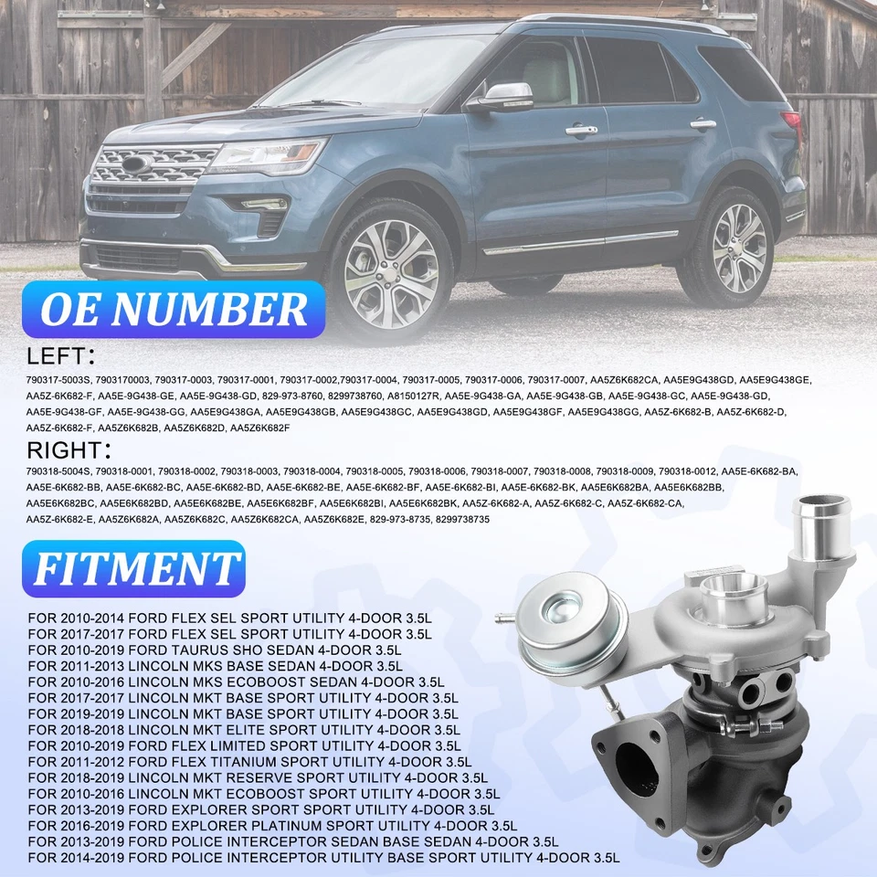 3.5L RH&LH Turbo Turbocharger KIT For 10-19 Ford Explorer Taurus Lincoln MKS MKT Foto 2 de 4