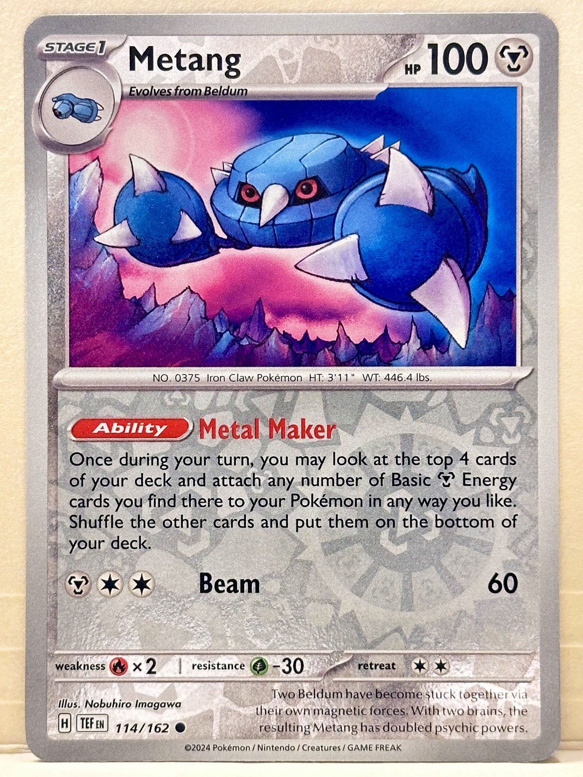 Metang Reverse Holo - SV05: Temporal Forces 114/162 - NM Pokemon