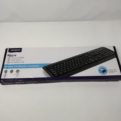 Targus 2.4GHz Wireless Slim Keyboard KB214 USB Receiver Windows 7/8/10/11 PC Mac