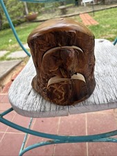 Vintage Folk Art Wood Log Hand crafted Jewelry-Trinket Box 2 Drawer Secrect