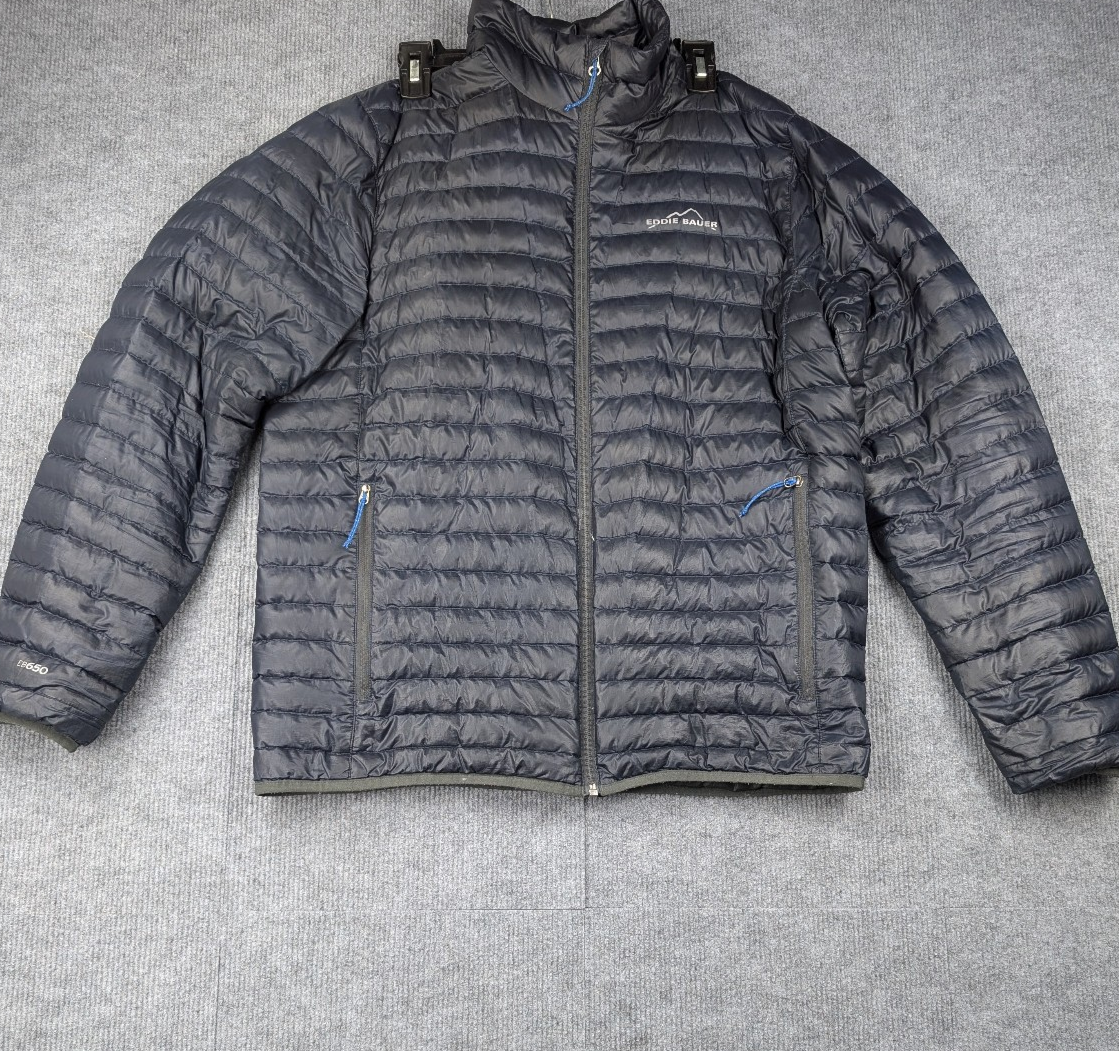 Eddie Bauer Puffer Jacket Mens M EB650 Goose Down Fill Cirruslite Hiking Pack
