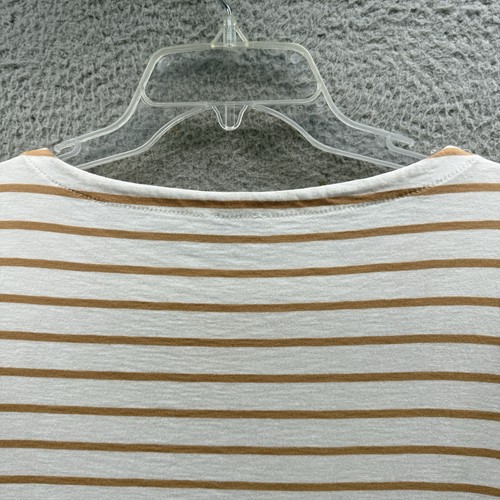 J.Crew Striped Boatneck Tee Beige White 3/4 Sleeve T-Shirt Top Cotton Size L NWT - Picture 11 of 11