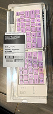 BAUHN Foldable Bluetooth Keyboard USB-C Built-In Battery White/Purple QWERTY
