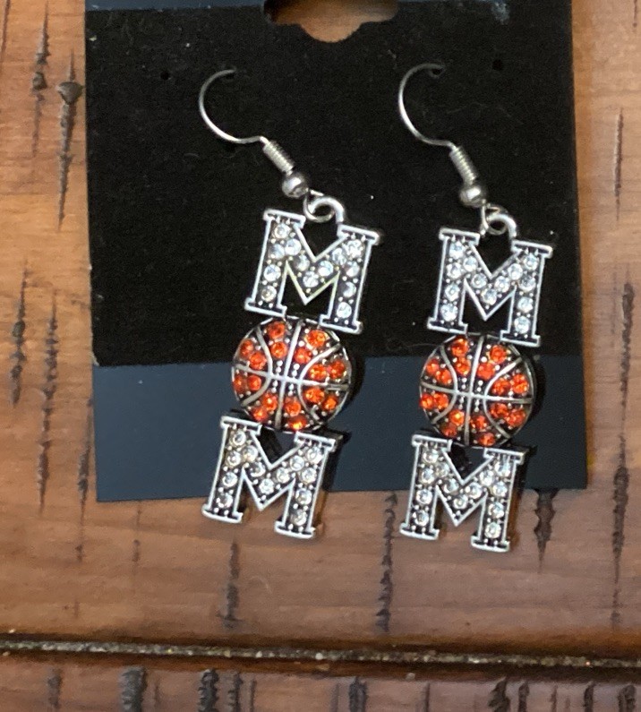 Crystal Basketball Dangle Earrings for Moms