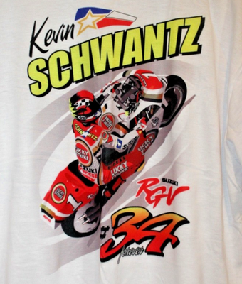 スポーツ Kevin's shop Vintage Kevin Schwantz #34 Suzuki RGV Racing T Shirt XL White