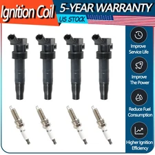 4 PACK Ignition Coil with Iridium Spark Plugs for Hyundai Sonata Kia Optima 2.0L