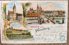 Litho Ak Gruss aus Würzburg, versendet um 1900