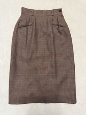 Vintage Harold's Brown Plaid Houndstooth Wool Skirt Mid Length High Rise Size 4