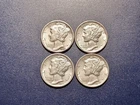 Lot of (4) High-grade Mercury Dimes (1930-1939)