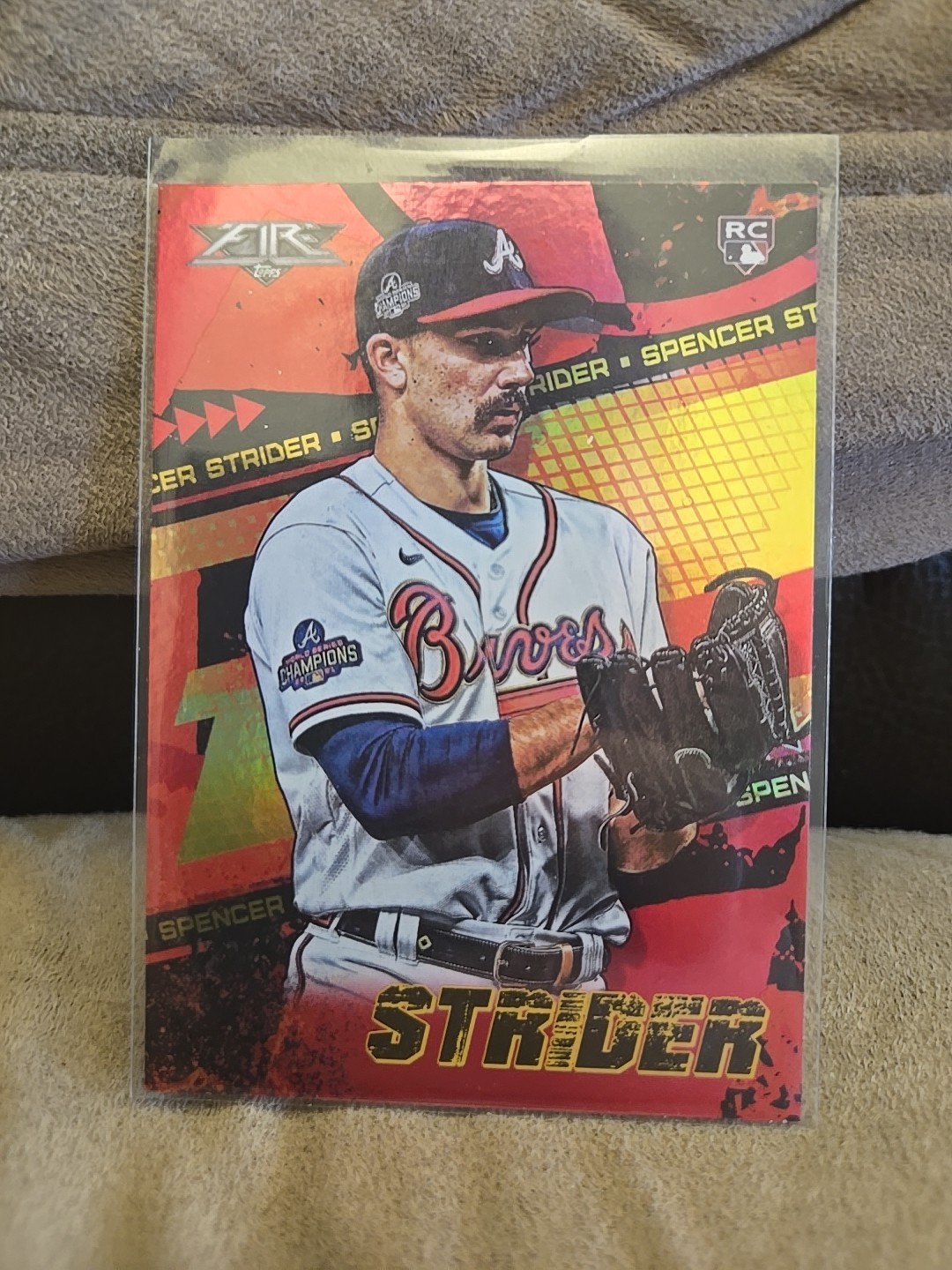 2022 Topps Fire Spencer Strider Red Flame Foil ROOKIE Card Braves #32