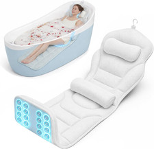 Bath Pillow with Lumbar Support 5D Air Mesh Suction Cups for Soaking Tub Focused