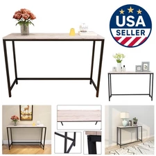 Versatile Rustic Console Table - Black Metal Frame & Maple Top for Entryway