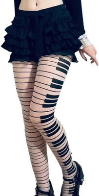 Womens Whimsy Twee Piano Tights Funky Patterned Stockings Emo Scene Alt Whimsica