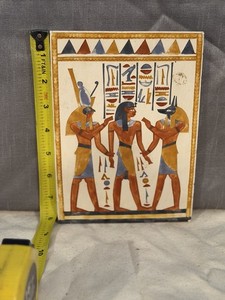 Egyptian Wall Relief Plaque Hand-Painted Decorative Stone-Style Hieroglyphic Art