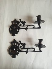 2 Klavierleuchter ca 24 cm Lang f&uuml;r Kerzen, sch&auml;tze Jugendstil, Massiv Messing.