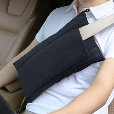 Super Soft Seatbelt Pillow, Seat Belt Pillow for Mastectomy Post Large Black