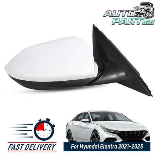 Right 7pins Heated Rear mirror W/ Blind Spot White For Hyundai Elantra 2021-2023