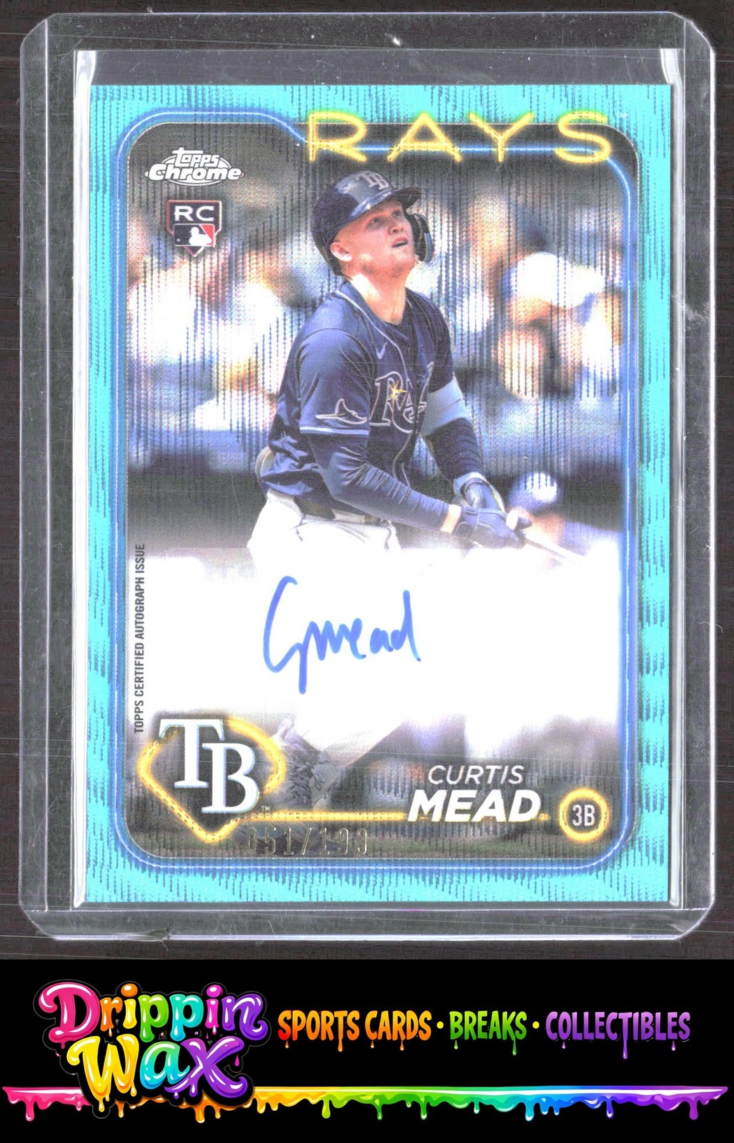 Curtis Mead 2024 Topps Chrome Update Aqua Wave Refractors /199 Auto SKU16-3
