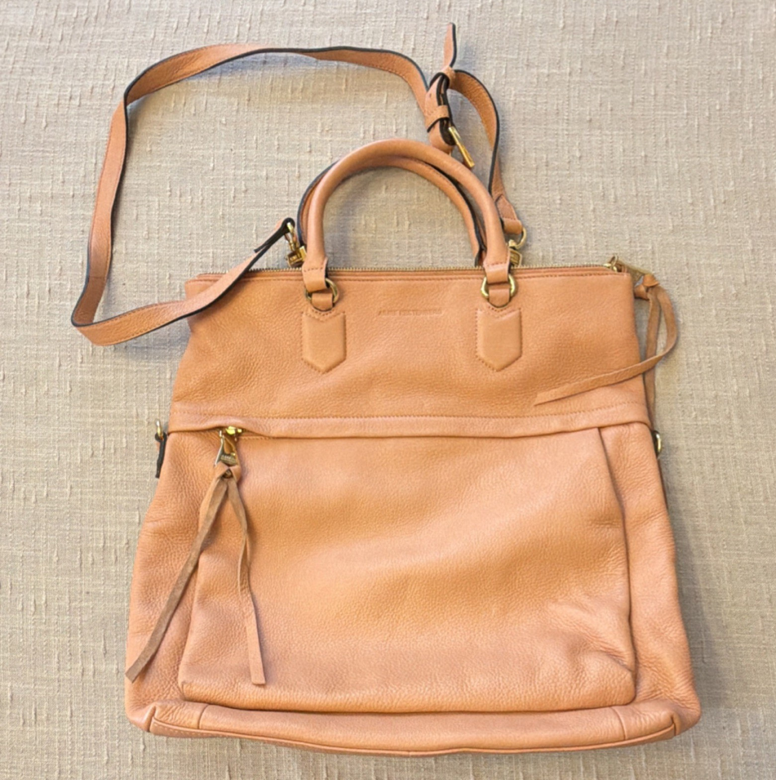 Aimee Kestenberg Pebbled Shoulder Bag Double Handles Detachable Strap