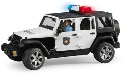 bruder 02526 Jeep Wrangler Rubicon Unlimited Polizeifahrzeug, L+S und Polizist