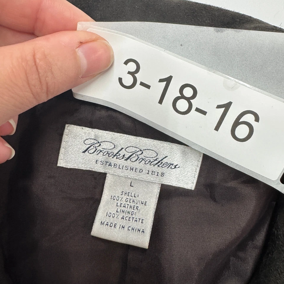 Brooks Brothers Camisa Chaqueta Mujer Grande Marrón Oscuro Gamuza Cuero Atado Abotonado Foto 3 de 4