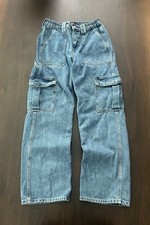 BDG Urban Outfitters Medium Wash Skater Cargo Jeans Baggy Wide Leg Women 28x28