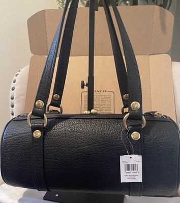 Coach Kisslock Black Pebbled Leather Barrel Bag NWT | eBay