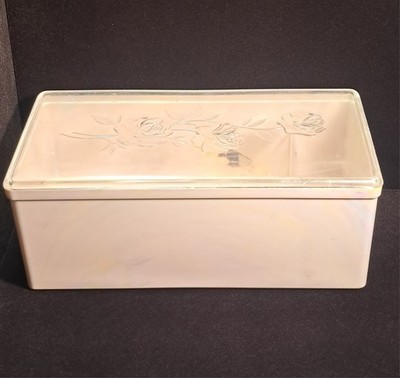Vintage Peach/Pink Colored Vanity Box with Roses