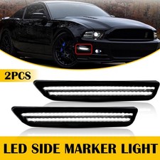 Front Fender Smoke Led Side Lights Marker Bumper Lamp For 2010-2014 Ford Mustang