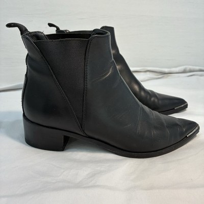 ACNE STUDIOS Jensen Black Leather Ankle Boots Heels Size 37