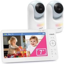 VTech Baby Monitor No WiFi, 2 Cameras, 7" Split IPS Screen, 5000mAh 12Hr Batt...