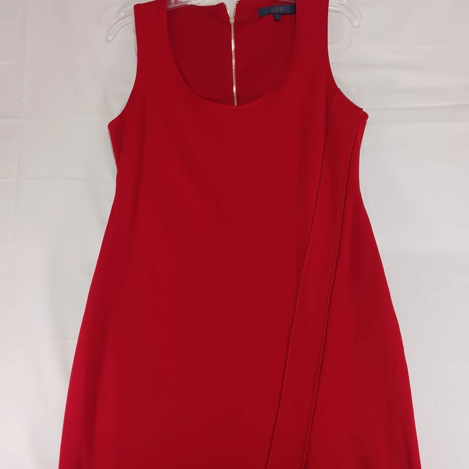 Vestido Rachel Rachel Roy para mujer talla L rojo sin mangas línea A abertura frontal Foto 2 de 4