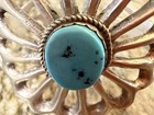 Sterling Silver Turquoise Cuff Bracelet - Vintage Southwestern SandCast - 66.27g — photo 4