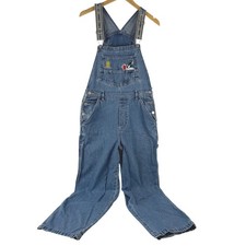 Vintage 1999 Looney Tunes Denim Overalls Tweety Sylvester Blue Cotton Women M