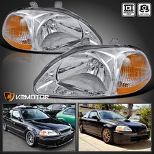 Fits 1996-1998 Honda Civic 24dr Headlights Head Lamps Leftright Pair 96-98