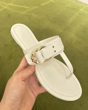Tory Burch Selby Thong Sandal, Light Cream, 163553