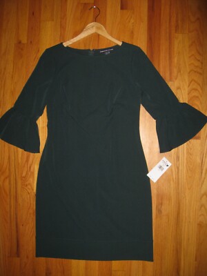 american living green dress $80 American Living Women's Green Round-Neck Jacquard Fit & Flare Dress Size 16