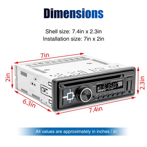 Single 1 Din Car Stereo CD DVD MP3 Radio Player BT USB AUX Audio Media Receiver - Picture 10 of 12