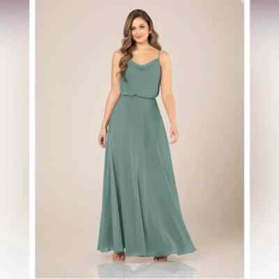sorella vita bridesmaid dresses eucalyptus Burgundy Bridesmaid Dresses Spaghetti Straps Chiffon Floor Length Wedding Guest Dress with Back Cape Wraps main image 0