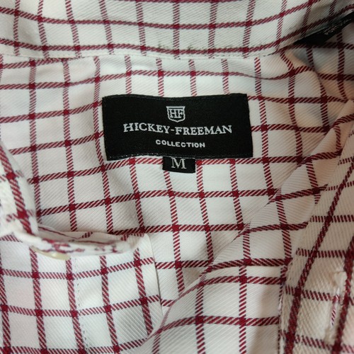 Hickey Freeman Shirt M Medium Mens White Red Checked Long Sleeve Button Down - 第 2/6 張圖片