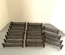 20 PC MARX BAR M RANCH Western Cowboy Playset FENCE PANELS Brown Made in USA