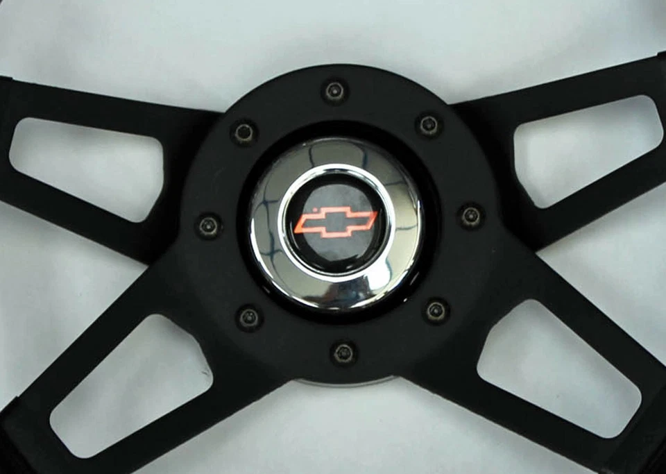 60-69 Chevy C10 C20 C30 13 1/2 «черный черный 4 спицы рулевое колесо красный галстук-бабочка  - Изображение 2 из 4