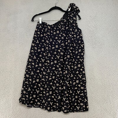 American Eagle Dress Womens Large One Shoulder Floral Black